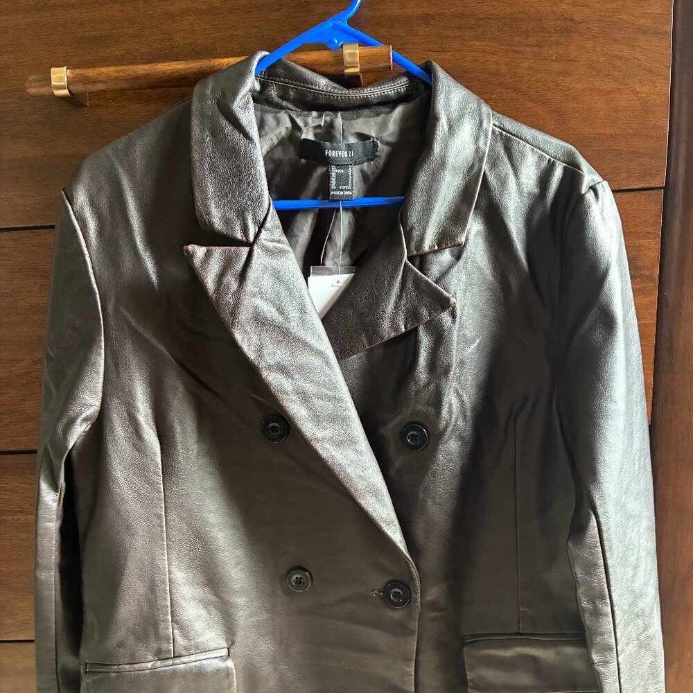 FOREVER21 Brown Faux Leather Blazer (New with Tags)